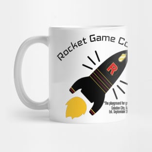 Rocket Game Corner T-Shirt in black lettering Mug